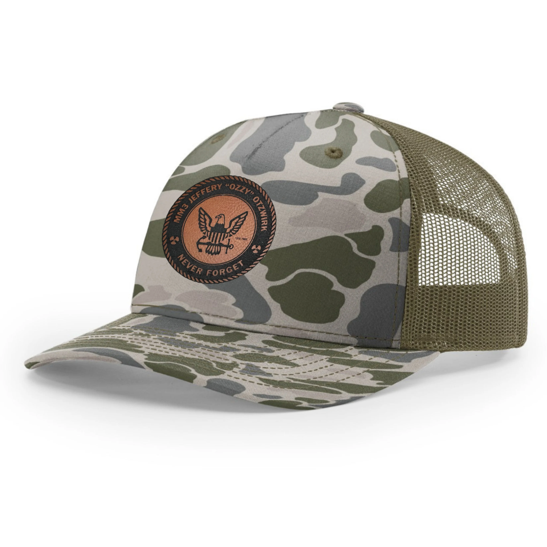 Never Forget Green Camo Trucker Hat